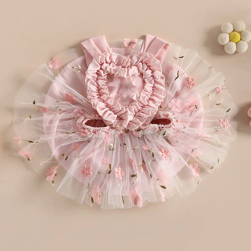 Valentines Day Baby Girl Romper Heart, Floral Embroidered Tulle Dress AmimamiDoll Valentines Day Baby Girl Romper Heart, Floral Embroidered Tulle Dress AmimamiDoll