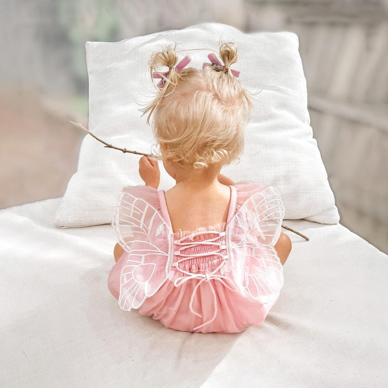 Baby Girl Tulle Bubble Romper with Butterfly Fairy Wings for Newborn a AmimamiDoll Baby Girl Tulle Bubble Romper with Butterfly Fairy Wings for Newborn a AmimamiDoll