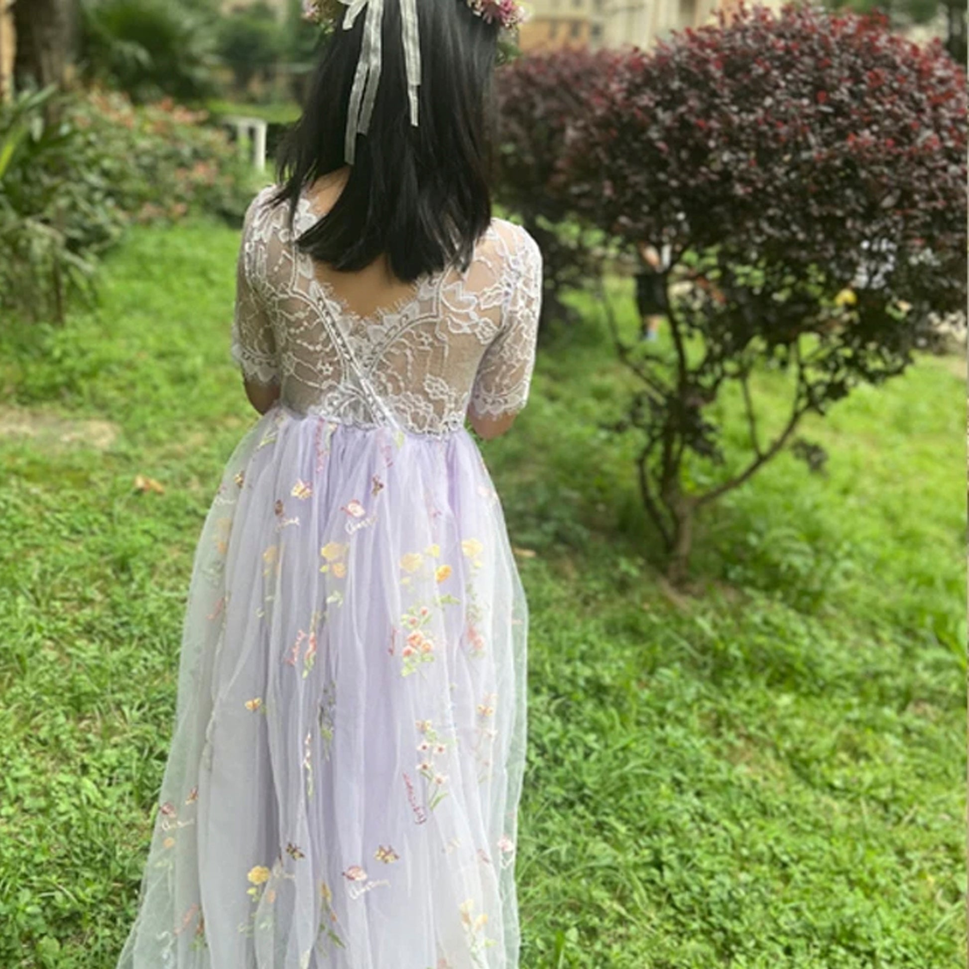 Sage Flower Girl Dresses for Forest or Beach Wedding Party, Lace and Embroidered Tulle Gown, Sage green junior bridesmaid long maxi floral dresses baby toddler