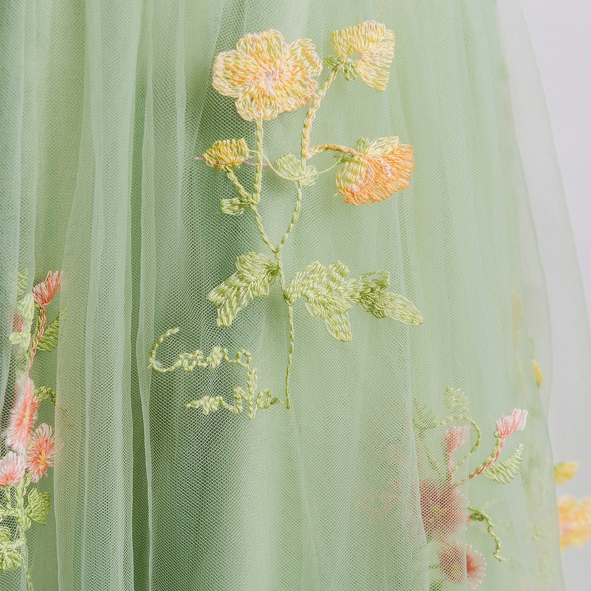 Sage Flower Girl Dresses for Forest or Beach Wedding Party, Lace and Embroidered Tulle Gown, Sage green junior bridesmaid long maxi floral dresses baby toddler