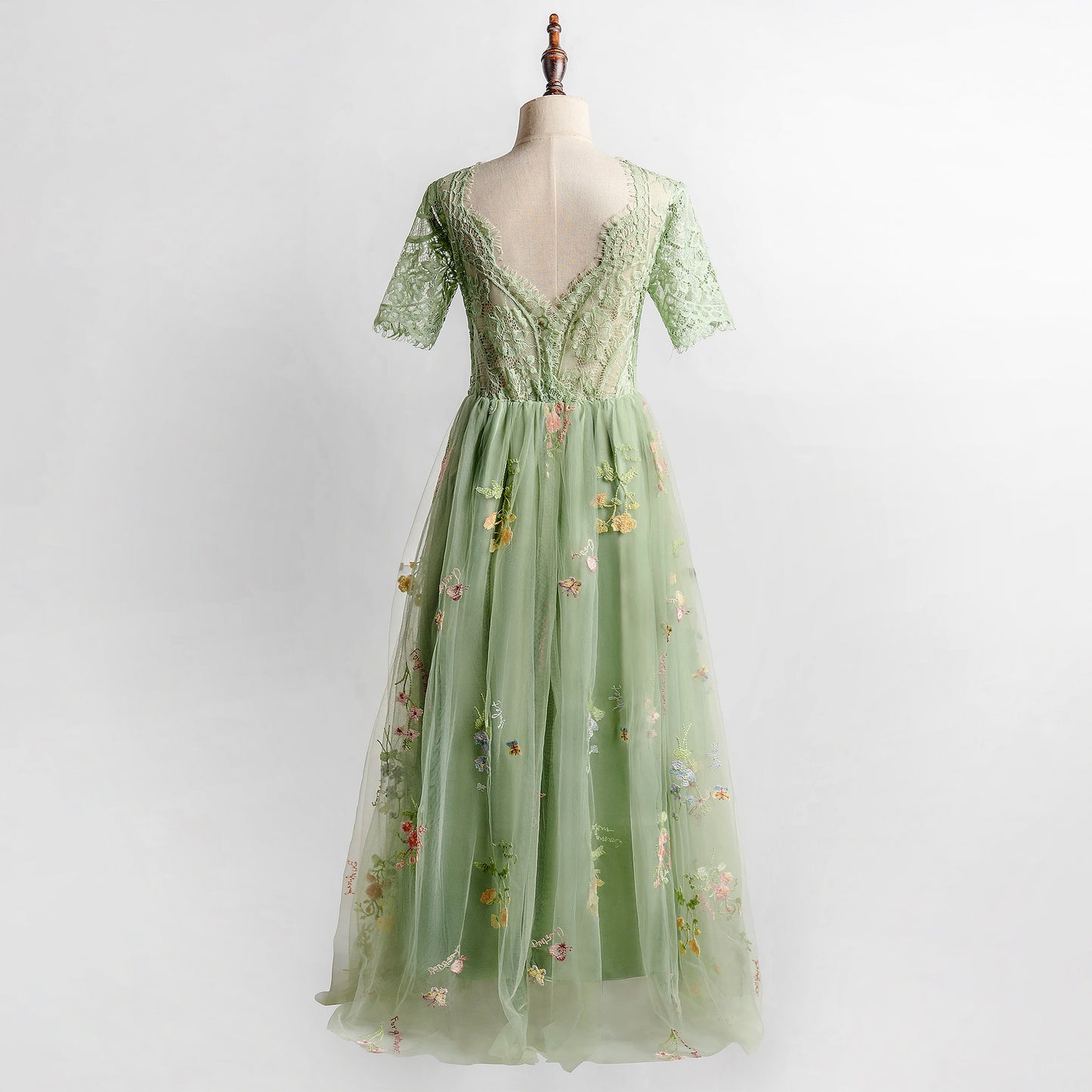 Sage Flower Girl Dresses for Forest or Beach Wedding Party, Lace and Embroidered Tulle Gown, Sage green junior bridesmaid long maxi floral dresses baby toddler
