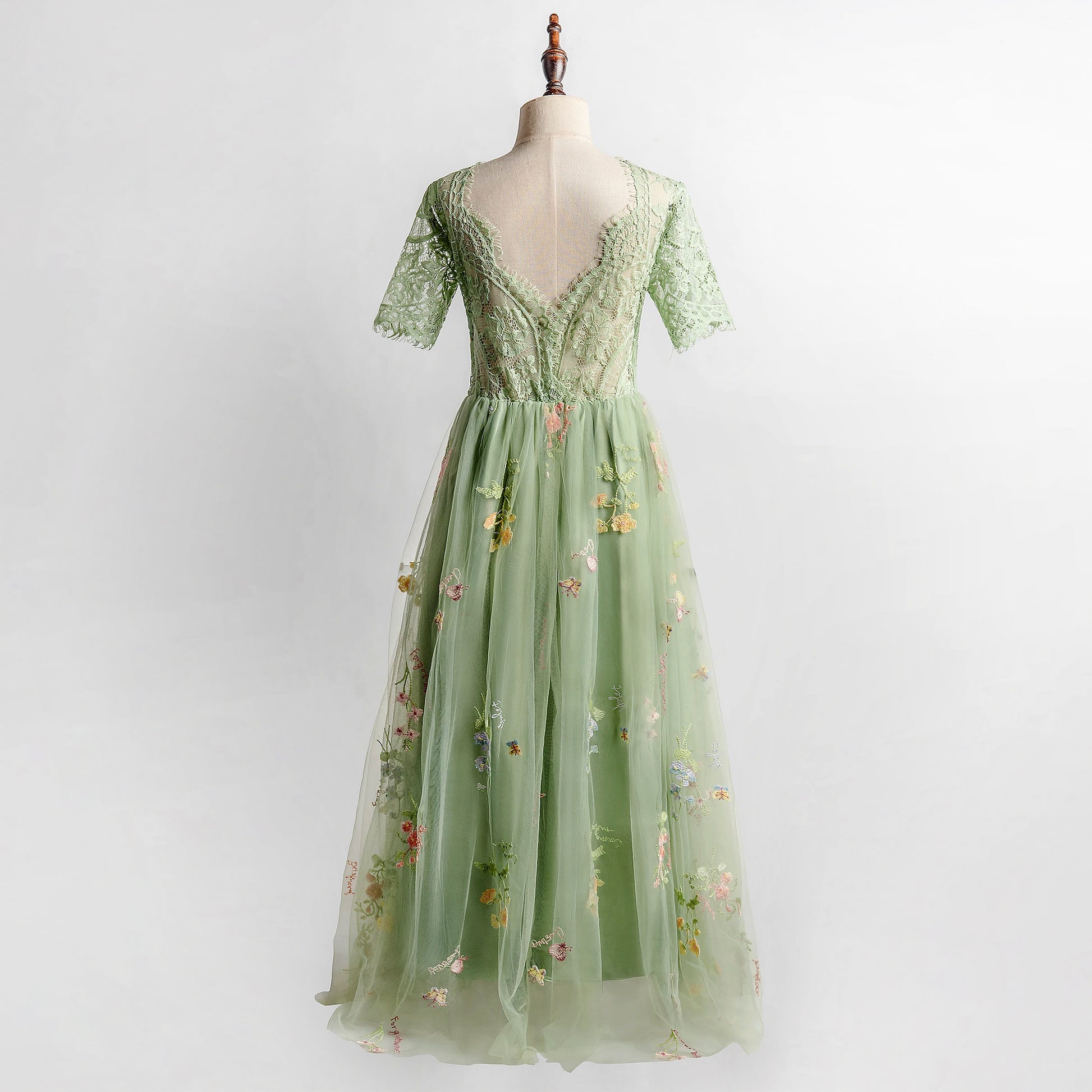 Sage Flower Girl Dresses for Forest or Beach Wedding Party, Lace and Embroidered Tulle Gown, Sage green junior bridesmaid long maxi floral dresses baby toddler