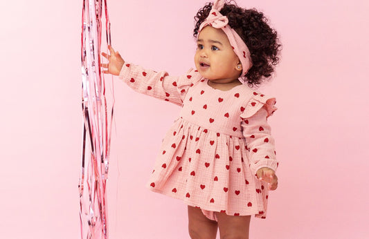 Valentines Outfit Baby Girl Toddler Girl Cotton Pink Dress Romper