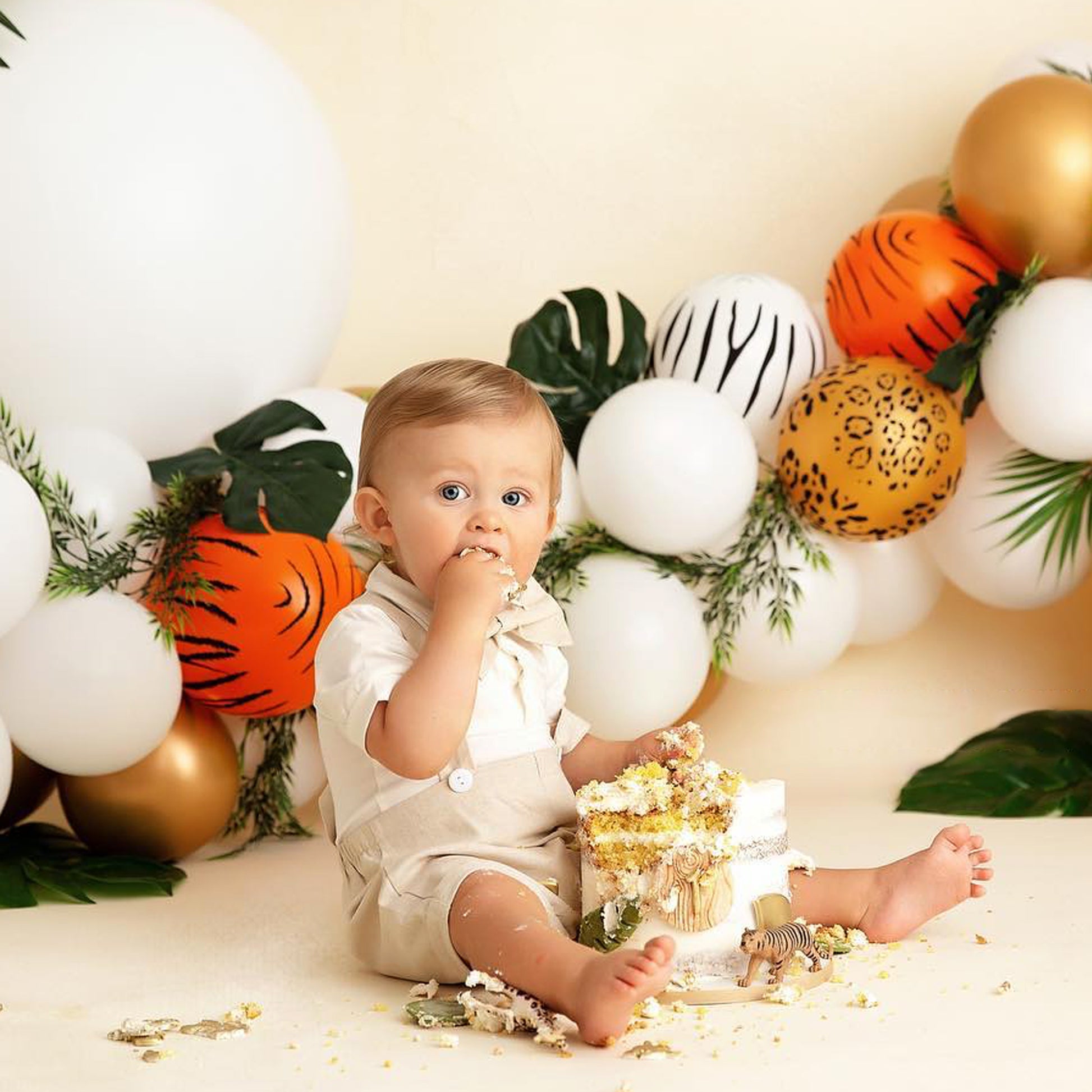 Baby boy clothes, Safari Theme First Birthday Outfit Boy, Smash Cake photoshoot One Year Old Boy, Beige Boho Suit for Toddler Boys