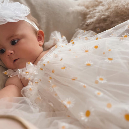 Tulle floral dress for the first photoshoot of a little princess.