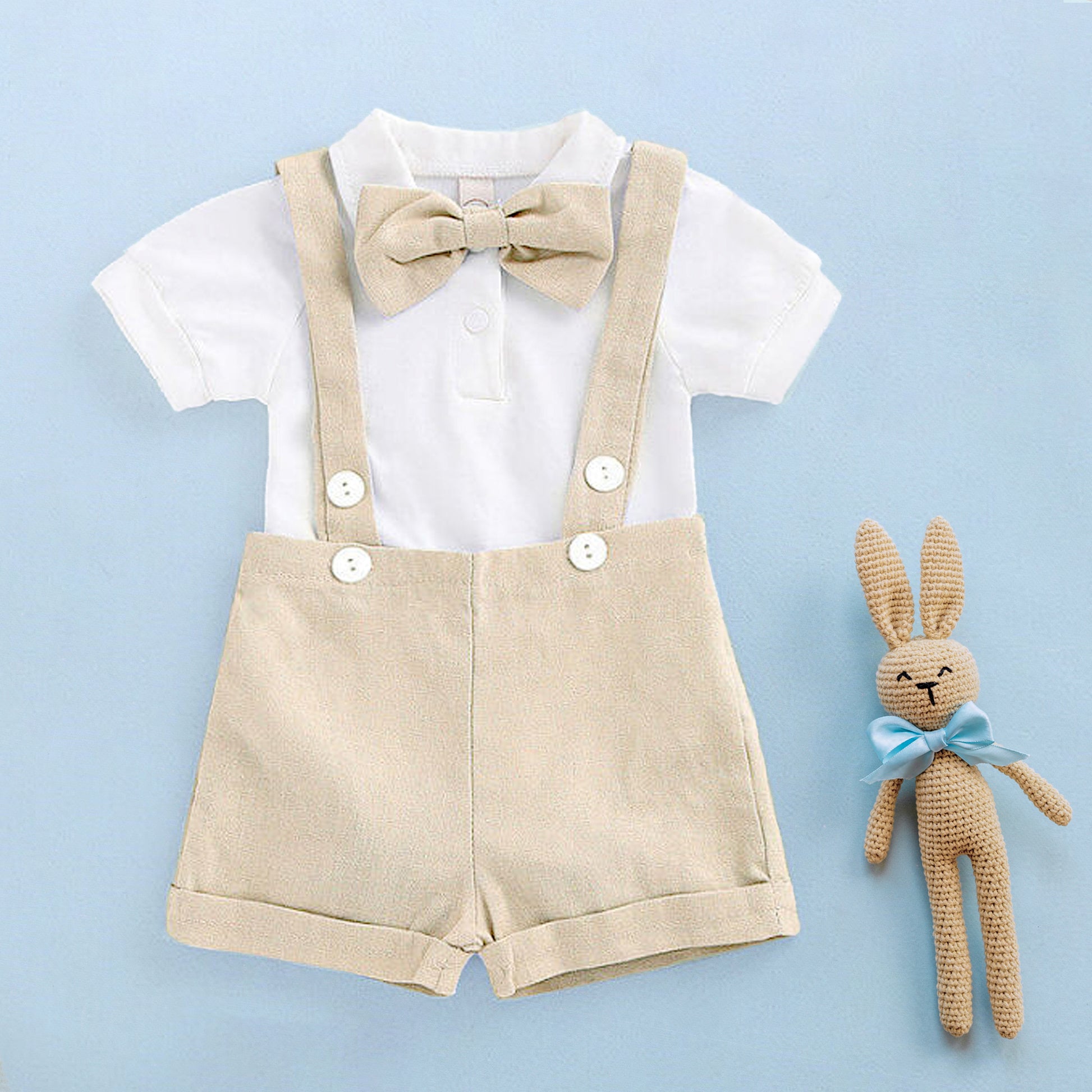 Baby boy clothes, First Birthday Outfit Boy, Smash Cake photoshoot One Year Old Boy, Beige Boho Suit for Toddler Boys