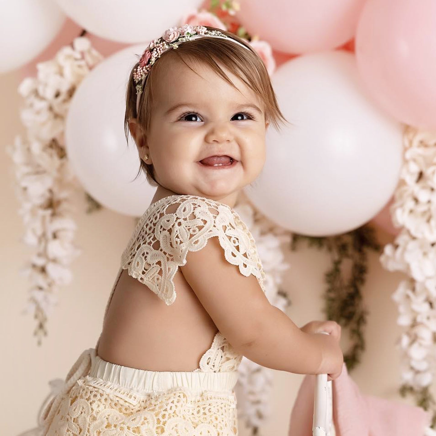 Boho Sitter Romper for First Birthday Photoshoot