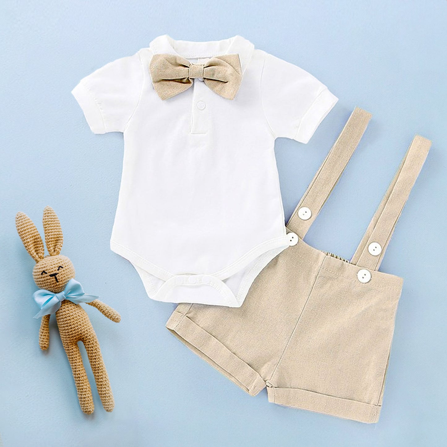 Baby boy clothes, First Birthday Outfit Boy, Smash Cake photoshoot One Year Old Boy, Beige Boho Suit for Toddler Boys