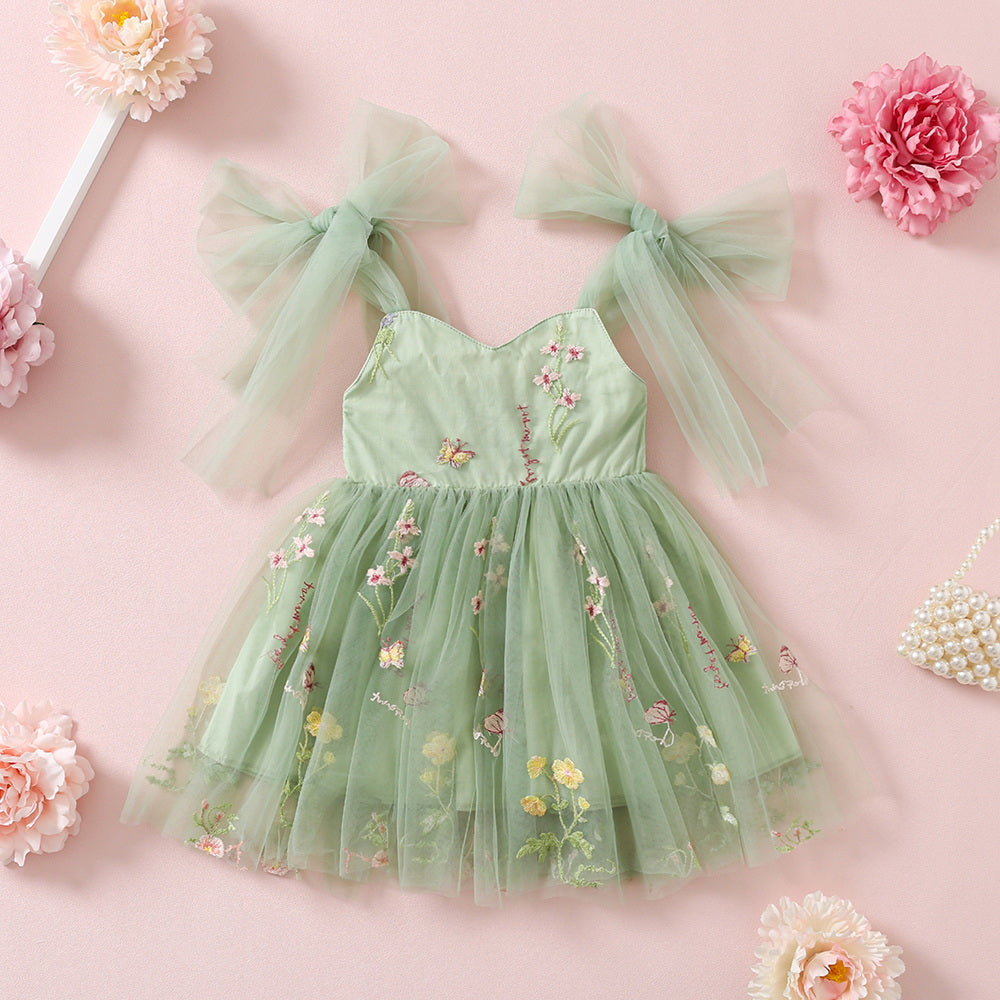 Sage Flower Girl Dresses or Junior Bridesmaid Outfit for Forest Wedding Party, Embroidered Tulle Tutu Gown, Beach Wedding Ceremony, Toddler Flower Girl, Spring Summer 2024 Easter