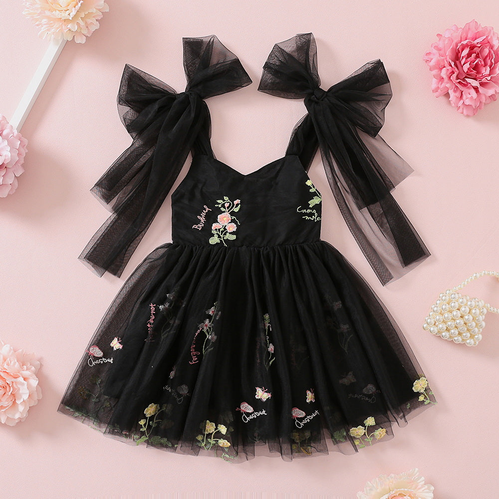 Sage Flower Girl Dresses or Junior Bridesmaid Outfit for Forest Wedding Party, Embroidered Tulle Tutu Gown, Beach Wedding Ceremony, Toddler Flower Girl, Spring Summer 2024 Easter, black