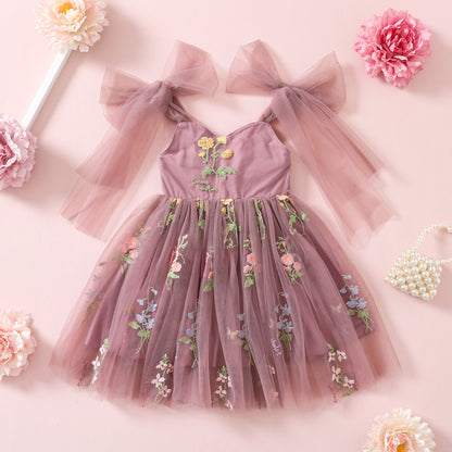 Sage Flower Girl Dresses or Junior Bridesmaid Outfit for Forest Wedding Party, Embroidered Tulle Tutu Gown, Beach Wedding Ceremony, Toddler Flower Girl, Spring Summer 2024 Easter, Dusty purple