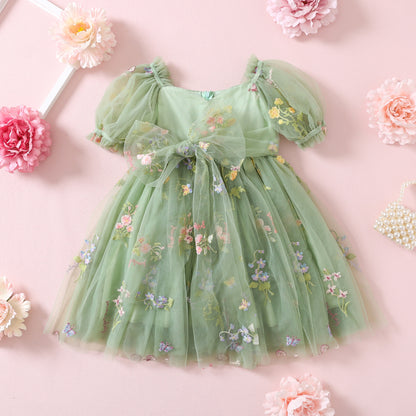 NEW 2024 Girls Dresses for Special Occasion, Sage Embroidery Fairy Princess Toddler Birthday Outfit, Sage Green Flower Girl Dress, Forest Wedding Junior Bridesmaid, Matching Sisters dresses