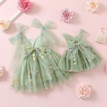 Sage Flower Girl Dresses or Junior Bridesmaid Outfit for Forest Wedding Party, Embroidered Tulle Tutu Gown, Beach Wedding Ceremony, Toddler Flower Girl, Spring Summer 2024 Easter, Sage green