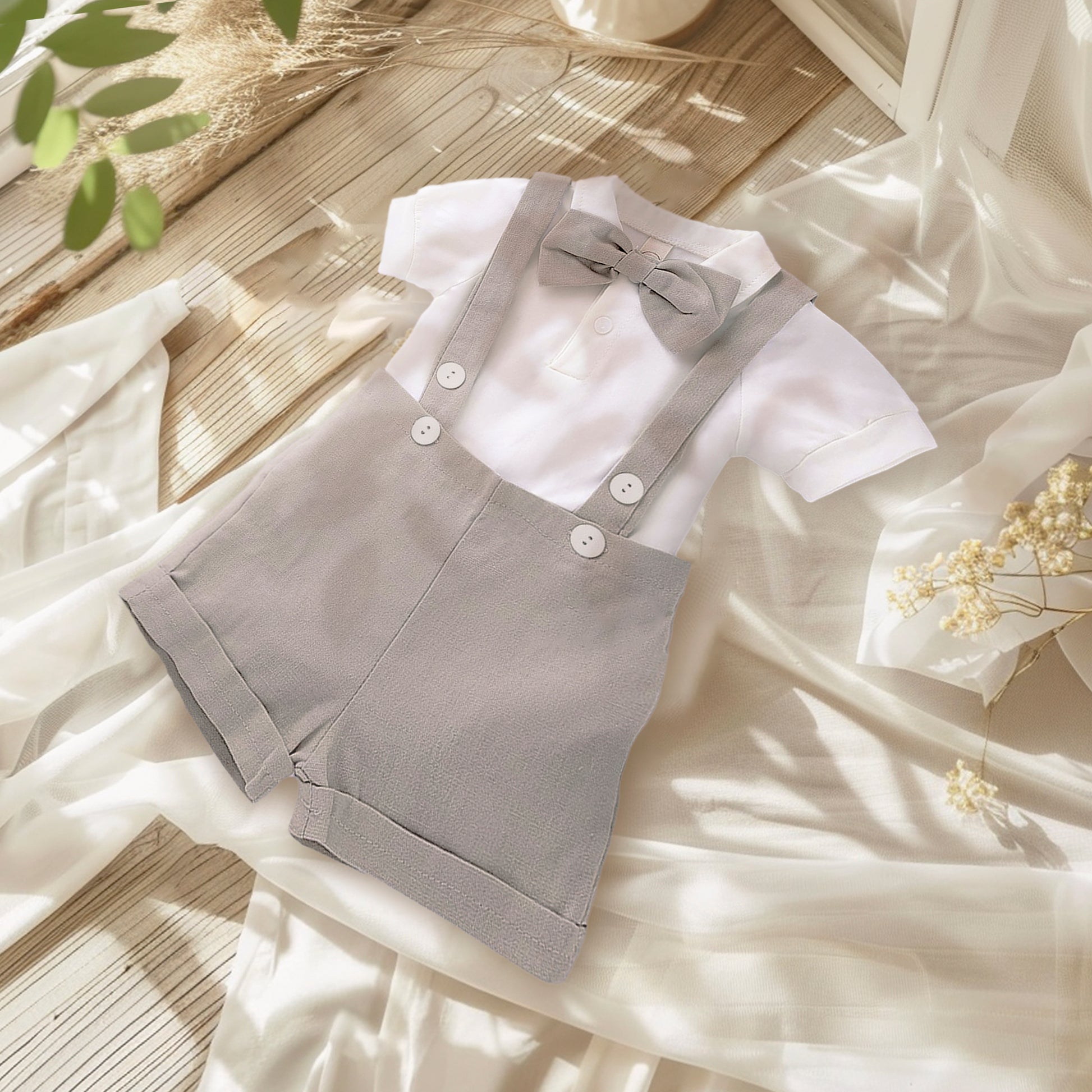 Personalized Baby Boy Outfit Gray for Special Occasion, custom name or monogram baby shirt for First birthday