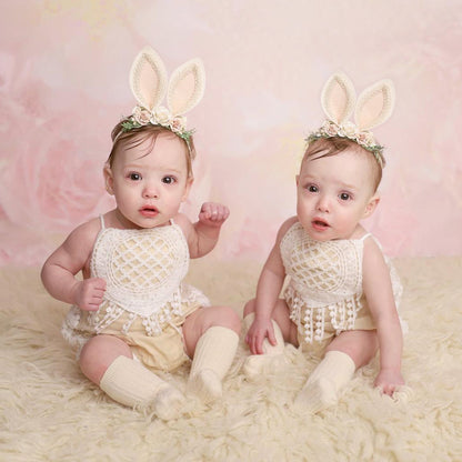 Easter Baby Girl Outfit, Boho Crochet Lace Romper for Cake Smash, Half Birthday Sitter Bodysuit