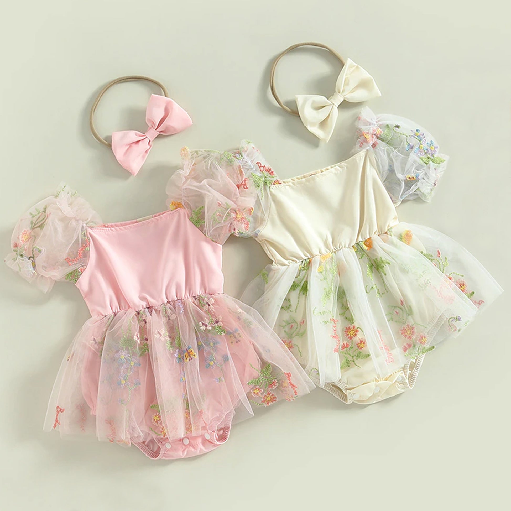 Embroidered Floral Tulle Dress Special Occasion, First Birthday Baby R AmimamiDoll Embroidered Floral Tulle Dress Special Occasion, First Birthday Baby R AmimamiDoll