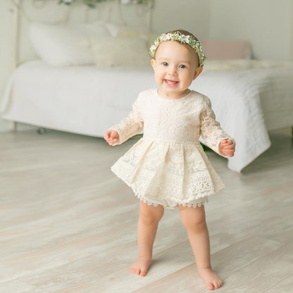 Baby Girl Lace Dress Long Sleeve, White Boho Toddler for Baptism, First Birthday Outfit Girl Baby Girl Lace Dress Long Sleeve, White Boho Toddler for Baptism, First Birthday Outfit Girl