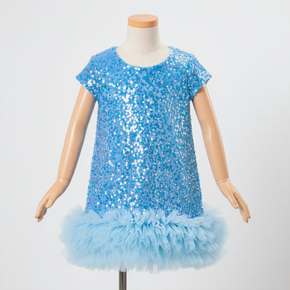 Toddler Girl Christmas Red Dress - Sparkle Sequin & Fluffy Tulle Ruffles