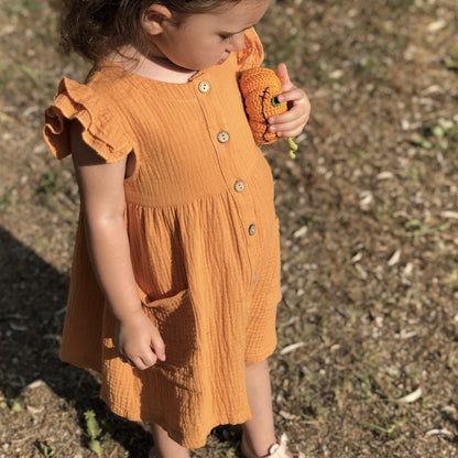 Toddler girl Sundress Boho, Infant Organic baby clothes, Muslin Summer Country ruffle sun dress little girl, Cotton Casual cottagecore baby dress