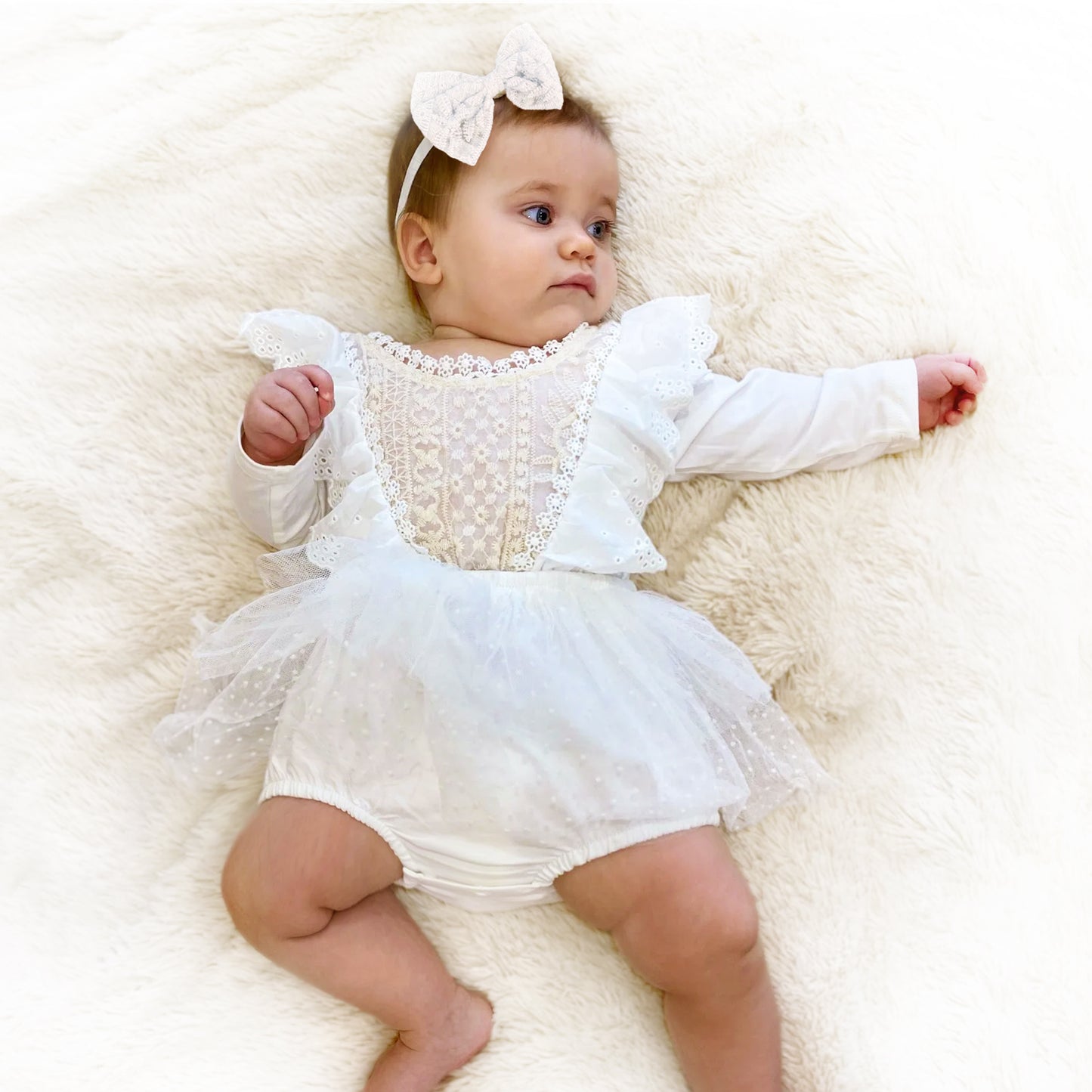 White Lace baby girl dress for Special Occasions.