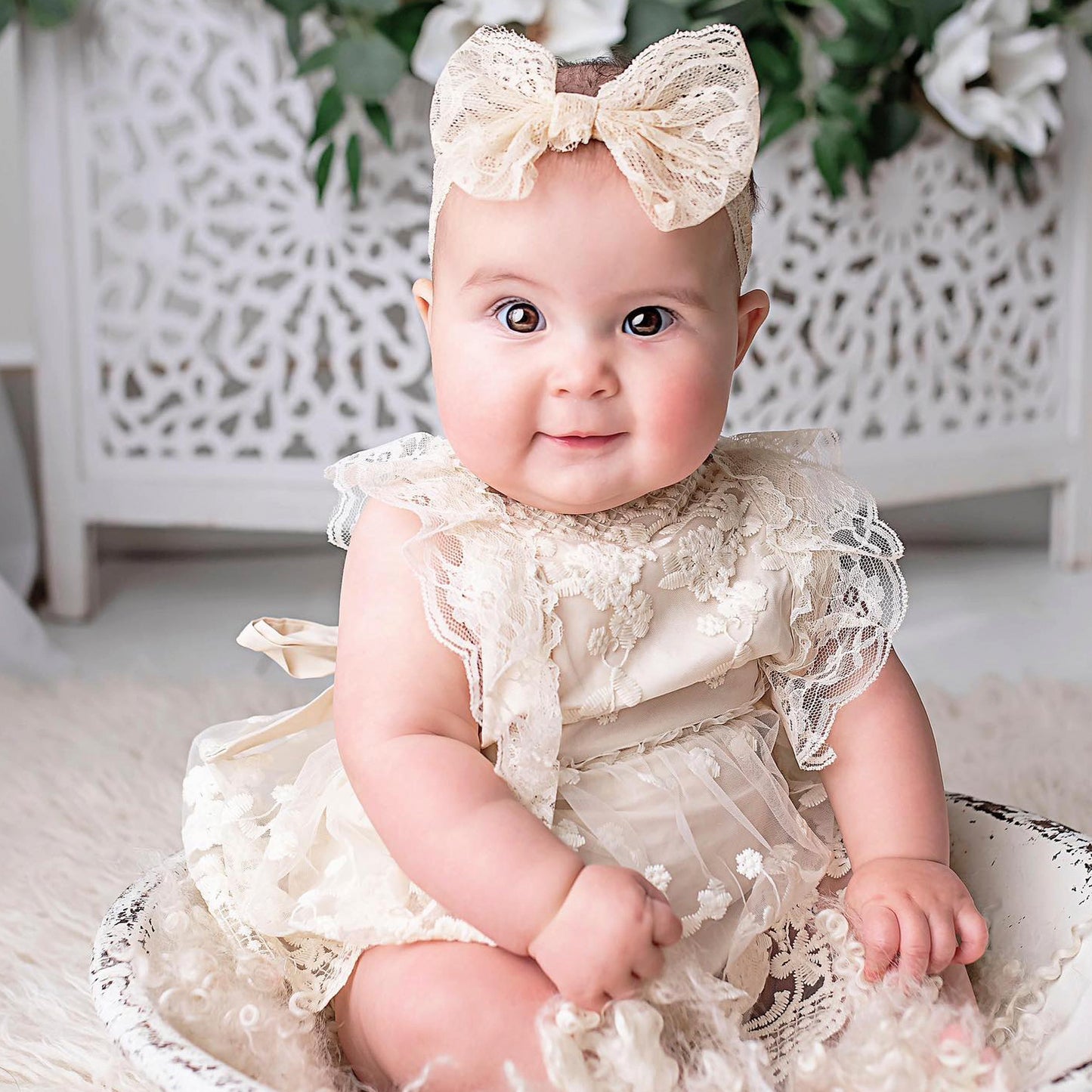 Cake Smash Outfit Girl, Ivory Lace Baby Dress Special Occasion, Boho Wedding Flower Girl Romper, First Birthday One Year Photoshoot, Baptism