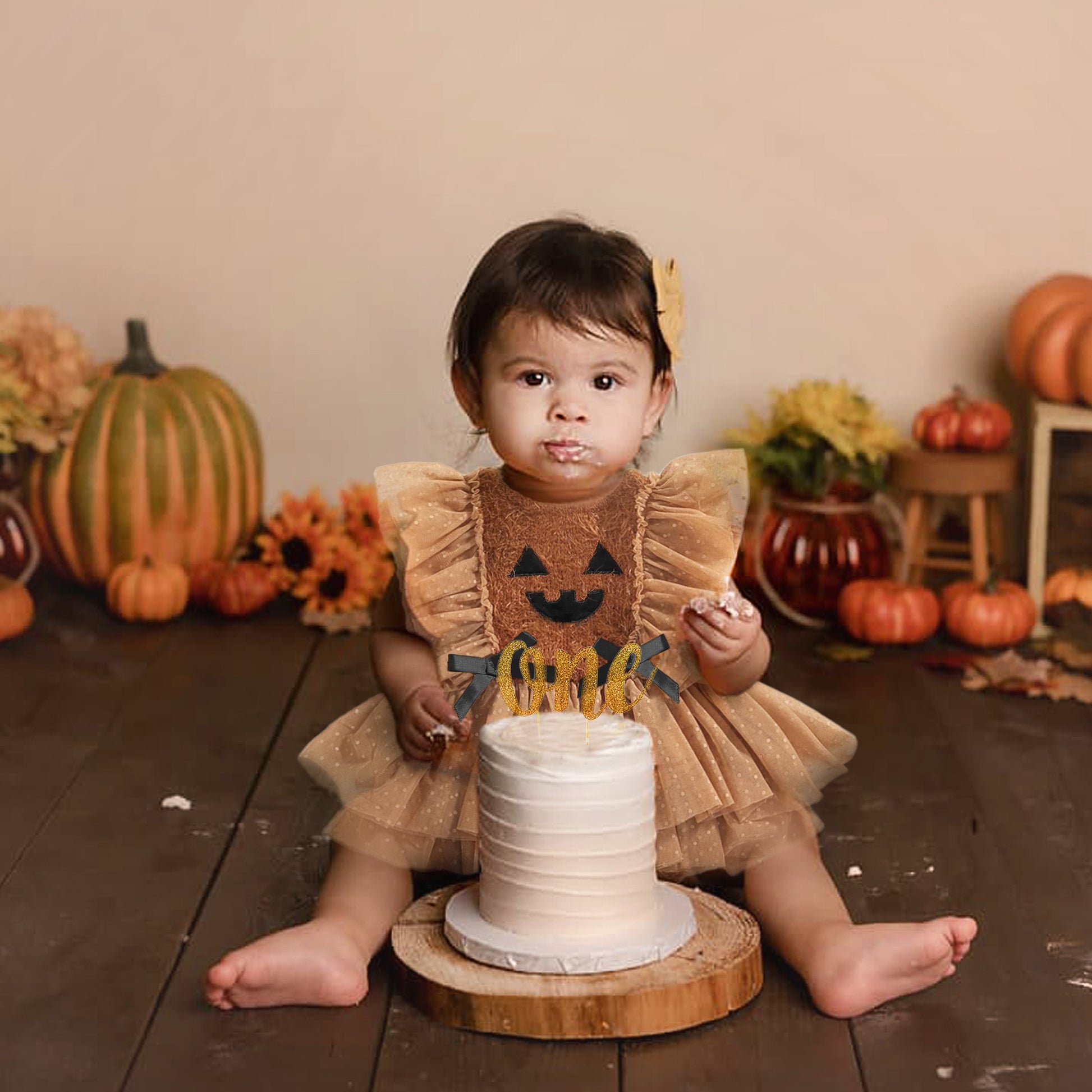 Halloween Cake Smash Baby girl outfit, Newborn Pumpkin Lace romper, Thanksgiving Photoshoot, Spooky 1st Birthday, Toddler tulle tutu dress