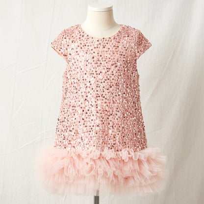 Toddler Girl Christmas Red Dress - Sparkle Sequin & Fluffy Tulle Ruffles