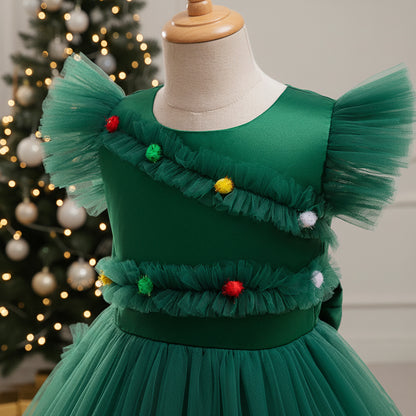 Green Christmas Tree Girls Dress + FREE GIFT