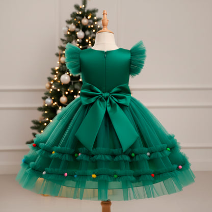 Green Christmas Tree Girls Dress + FREE GIFT