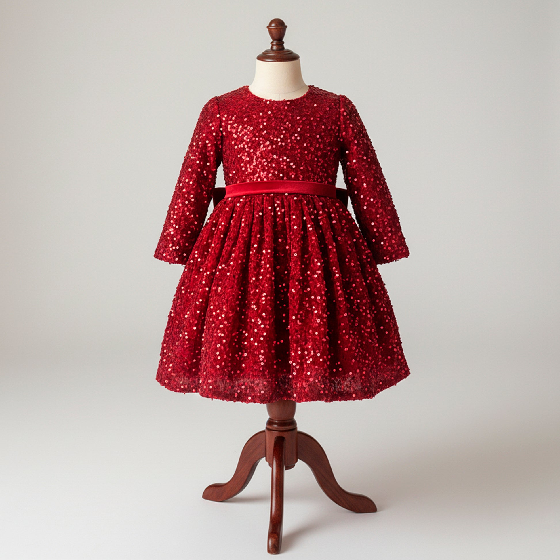 Sparkle Christmas Girls Dress: Burgundy Red Velvet Sequined Gown, Xmas Holiday Party Kids & Toddler Elegant Outfit for Special Occasion