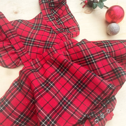 Baby Girl Dress Tartan Plaid with Headband for First Christmas