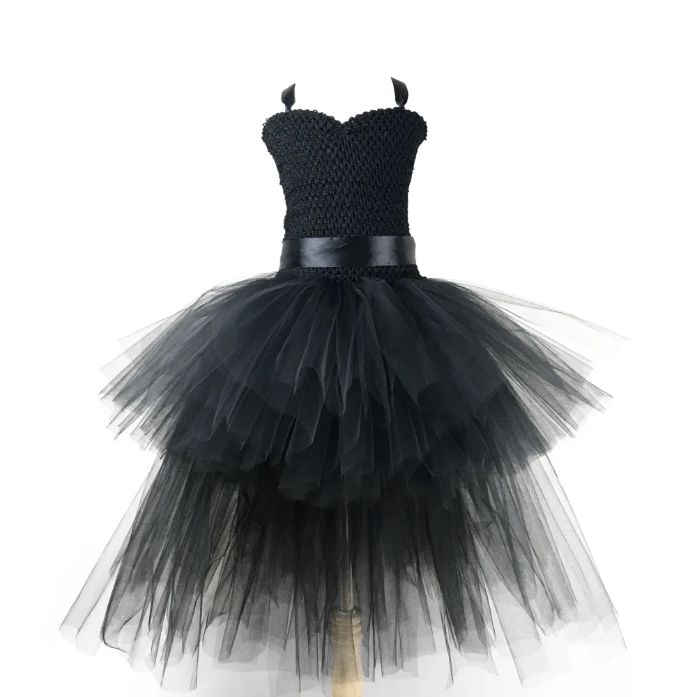 Black Tulle Tutu Dress with Long Train Skirt for Rockabilly Girls, Kid – AmimamiDoll Black Tulle Tutu Dress with Long Train Skirt for Rockabilly Girls, Kid – AmimamiDoll