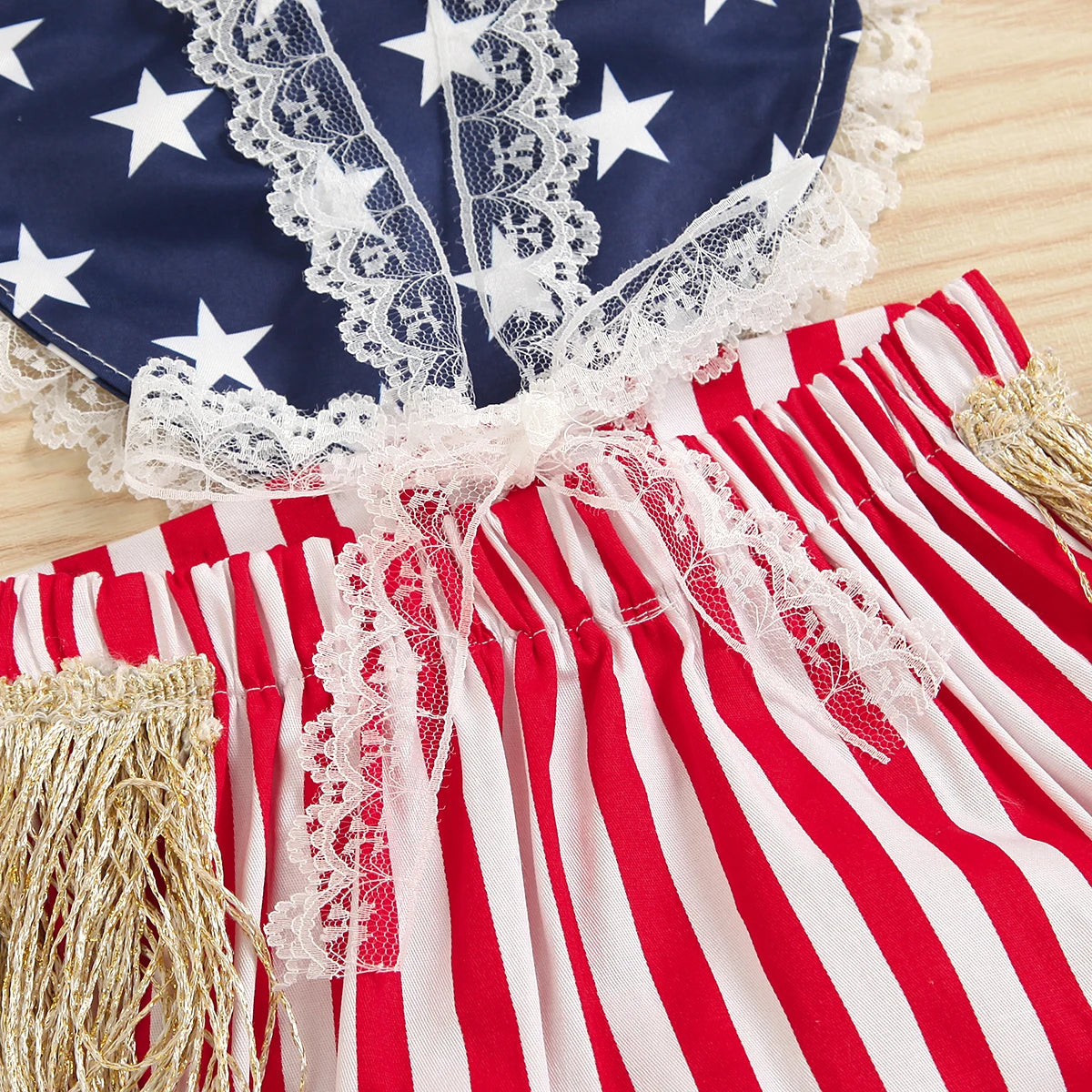 First Independence Day Baby Girl Lace Rompers, 4th of July Outfit, Newborn American Themed Photoshoot