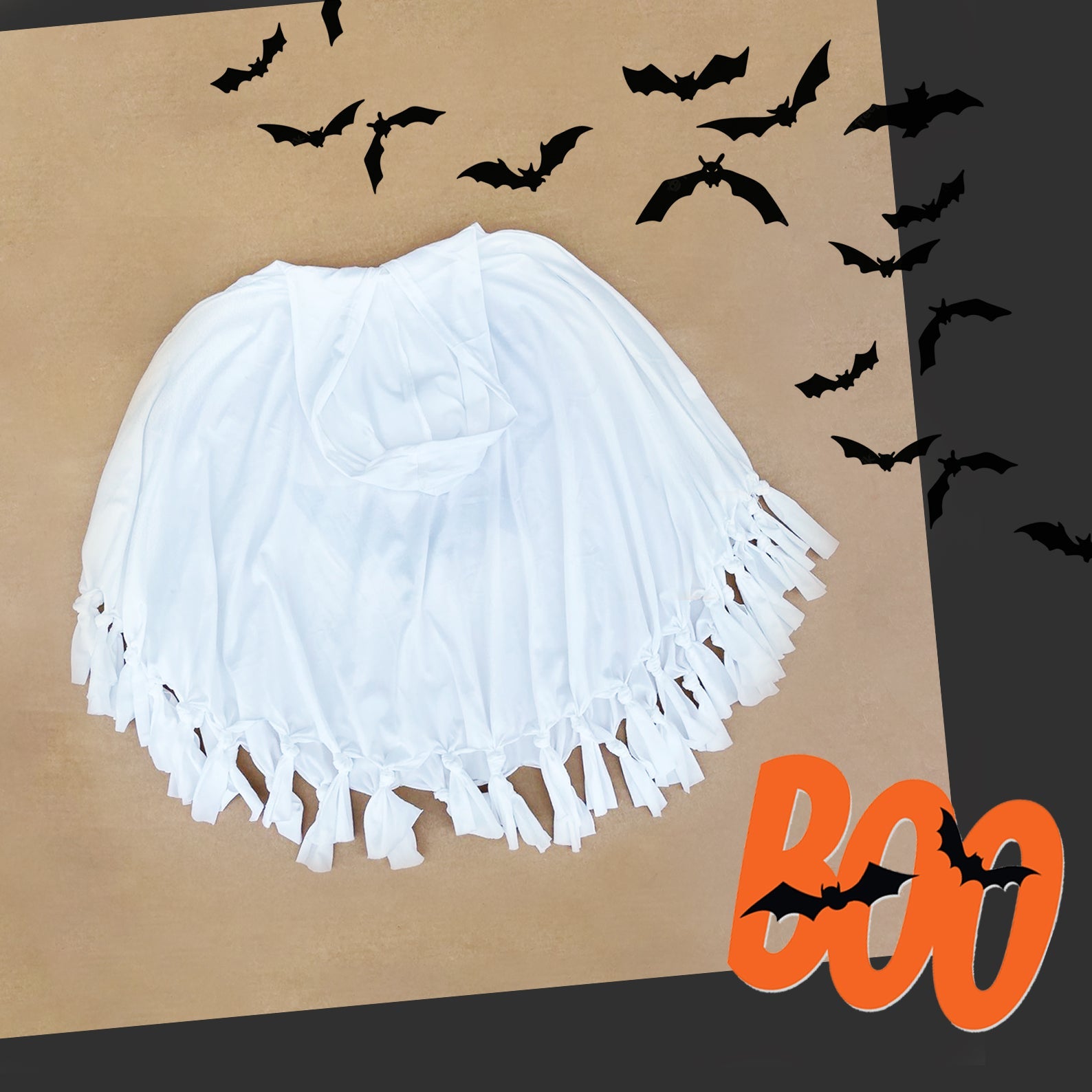 Ghost Halloween costume boy girl, Hooded cape cloak poncho black & white Trick or treat toddler, Cute spooky My first Halloween baby costume