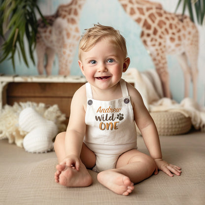 Personalized Baby Boy Romper for Wild One Birthday or Safari Party