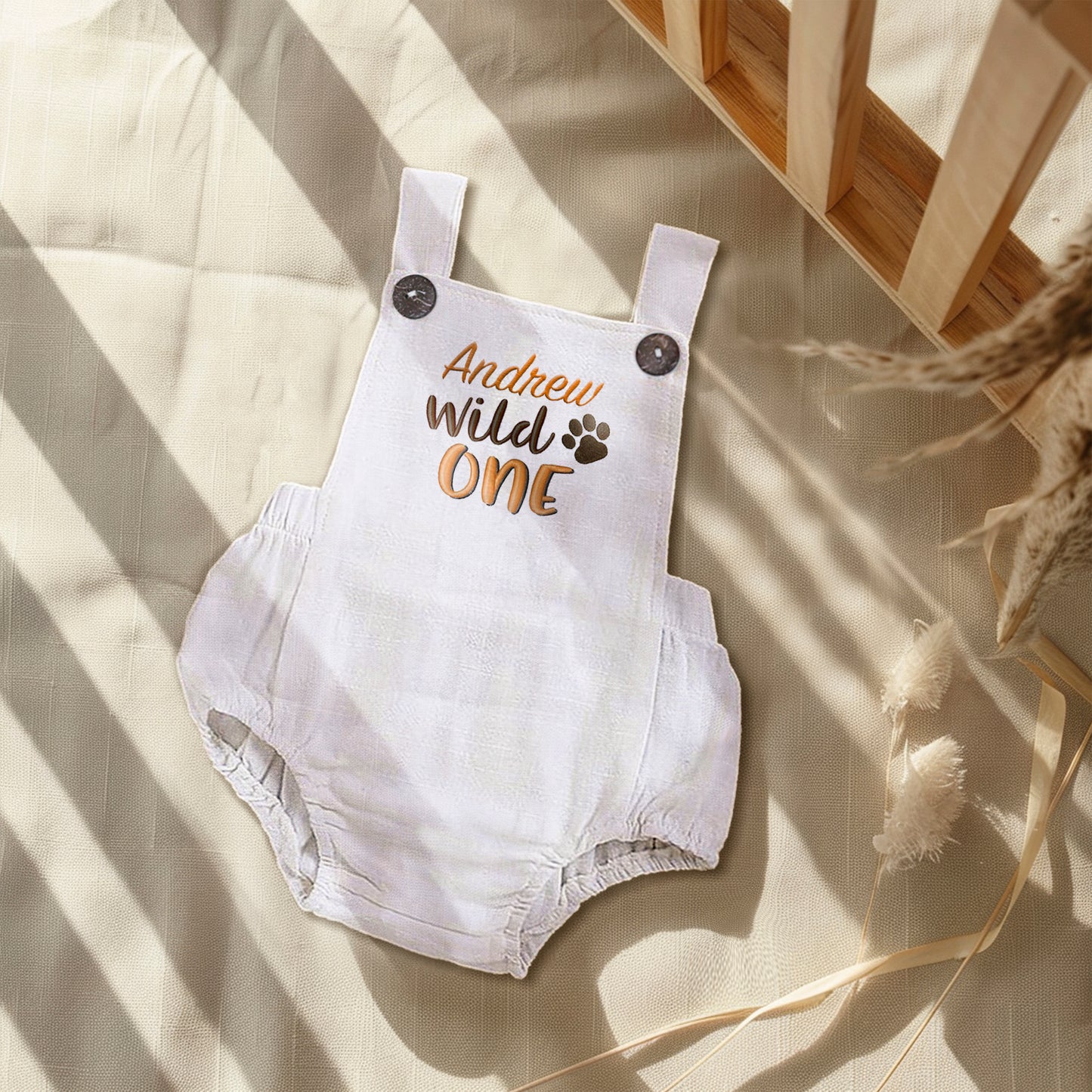 Personalized Baby Boy Romper for Wild One Birthday or Safari Party