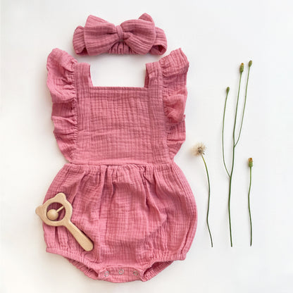 Cotton Muslin Baby Girl Romper for Special Occasion