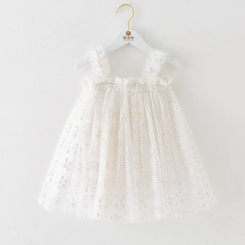 White floral dress for First Communion.