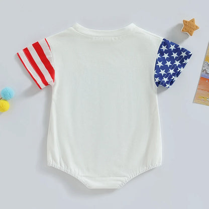 USA Romper for  Baby Girls & Boys, American Flag T-Shirt for Independence Day Party, Patriotic baby clothes for newborn and toddler