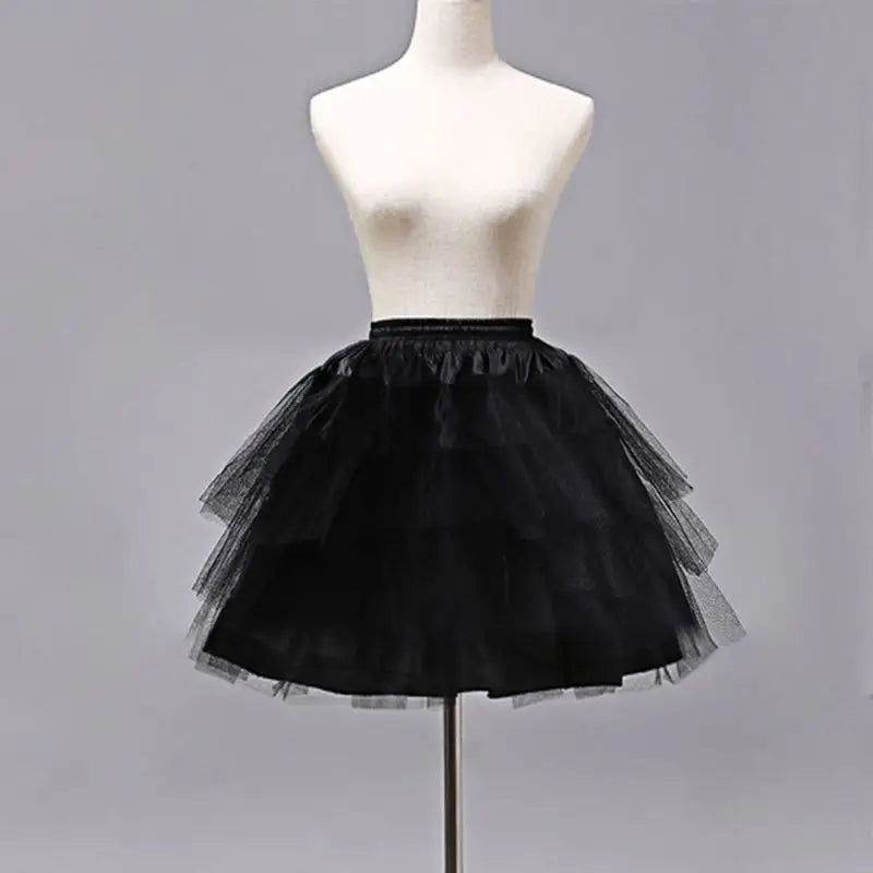 Toddler Girls Short Petticoat Black, Mesh Tulle Yarn Crinoline Adjustable Underskirt