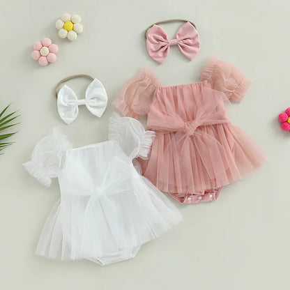 Gorgeous Flower Girl Dress, Baby Girl Tulle Tutu Romper, First Birthday Smash Cake Outfit, Wedding Baby Clothes, Toddler Flower Girl