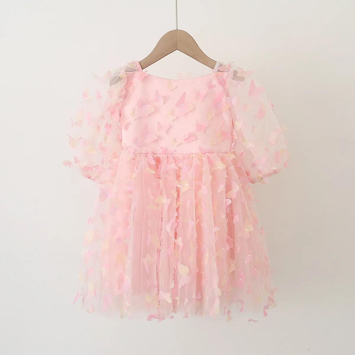 Fashion Baby Girl Little Princess Butterfly Tulle Tutu Dress Puff Sleeve, kids Pageant Party Gown, Special Occasion, Flower Girl Dress, Birthday Baby Clothes