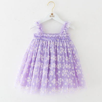 Purple tulle kids dress. Daisy Baby Girl Tulle Dress for Special Occasion, Toddler Fairy Princess First Birthday Outfit Easter