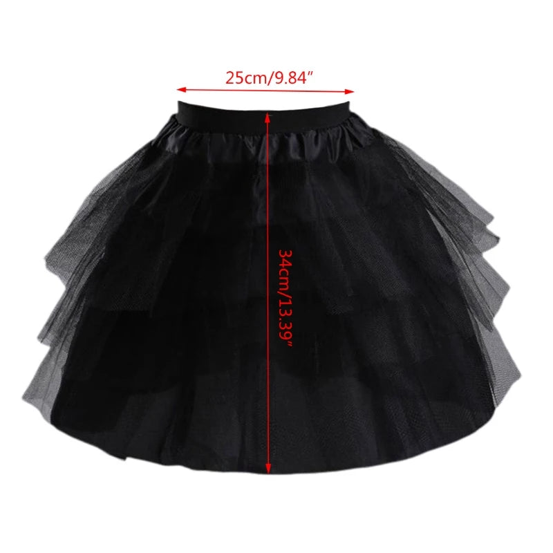 Toddler Girls Short Petticoat Black, Mesh Tulle Yarn Crinoline Adjustable Underskirt