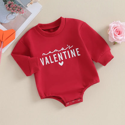 Baby Girl Boys Sweatshirts Rompers Valentine's Day Clothes Letter Print Crew Neck Long Sleeve Toddler Bodysuits Newborn Jumpsuit