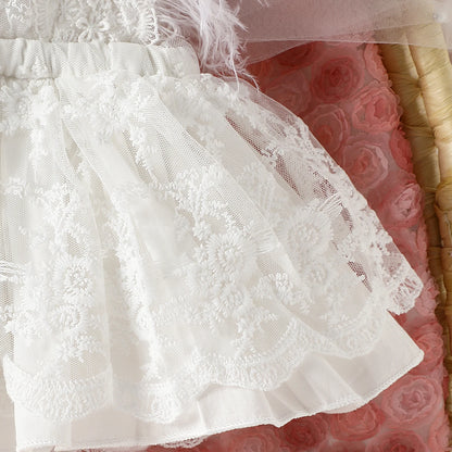 White lace infant outfit for Easter.