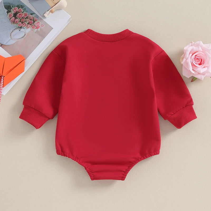 Baby Girl Boys Sweatshirts Rompers Valentine's Day Clothes Letter Print Crew Neck Long Sleeve Toddler Bodysuits Newborn Jumpsuit