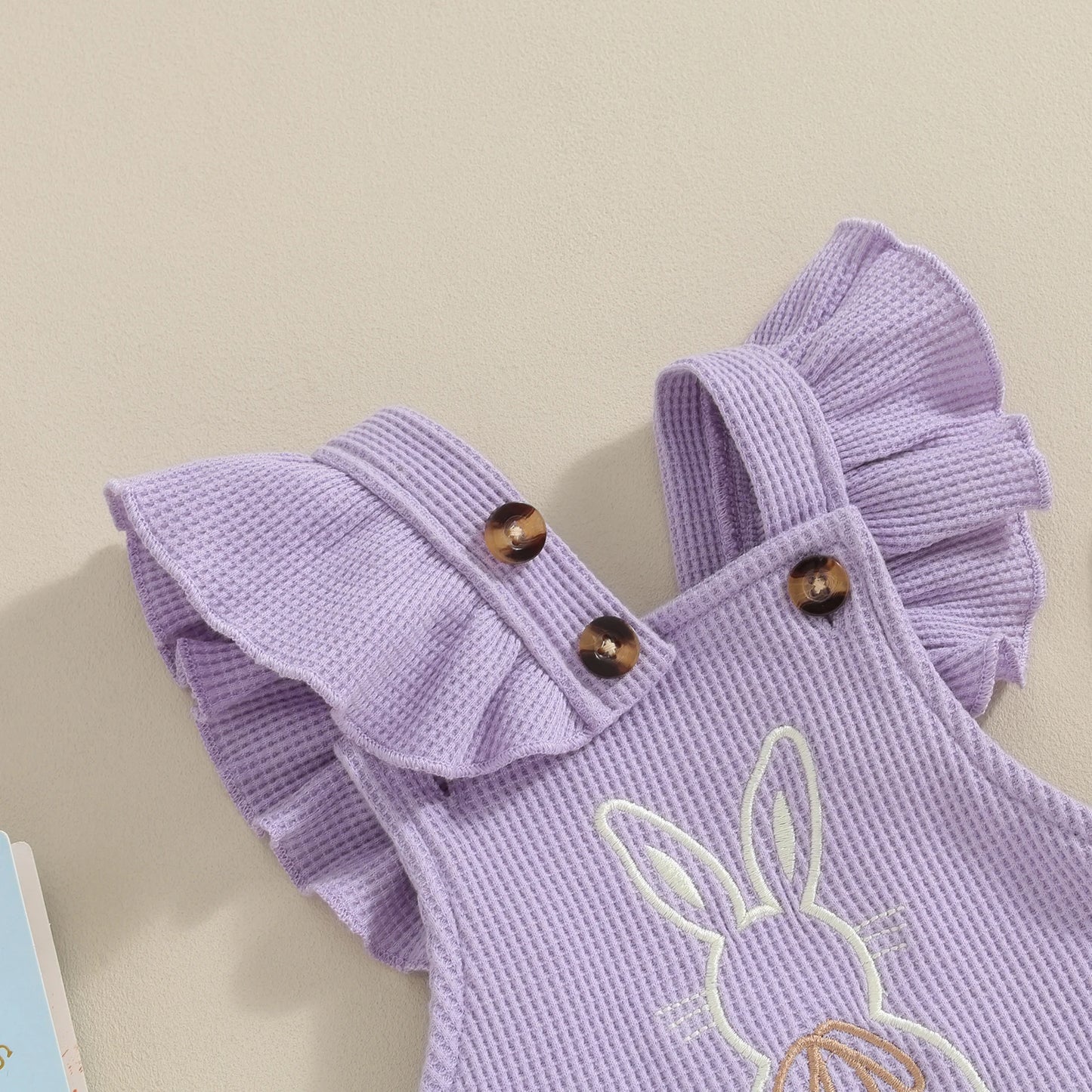 Cute Easter Baby Girls Romper with Little Bunny Rabbit, Newborn Ruffle Bodysuit with Headband