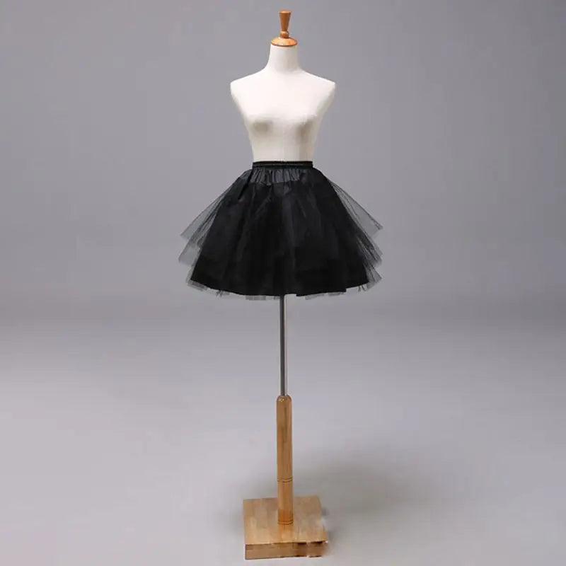 Toddler Girls Short Petticoat Black, Mesh Tulle Yarn Crinoline Adjustable Underskirt