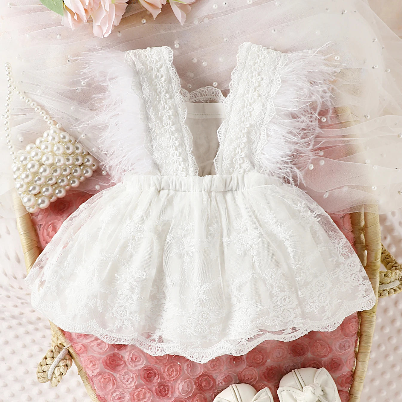  Floral lace toddler dress for First Communion.